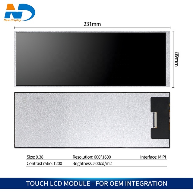 9.3 Inches bar Shape TFT Lcd Module Touch Display Screen 600*1600 Resolution for Industrial Medical Custom OEM