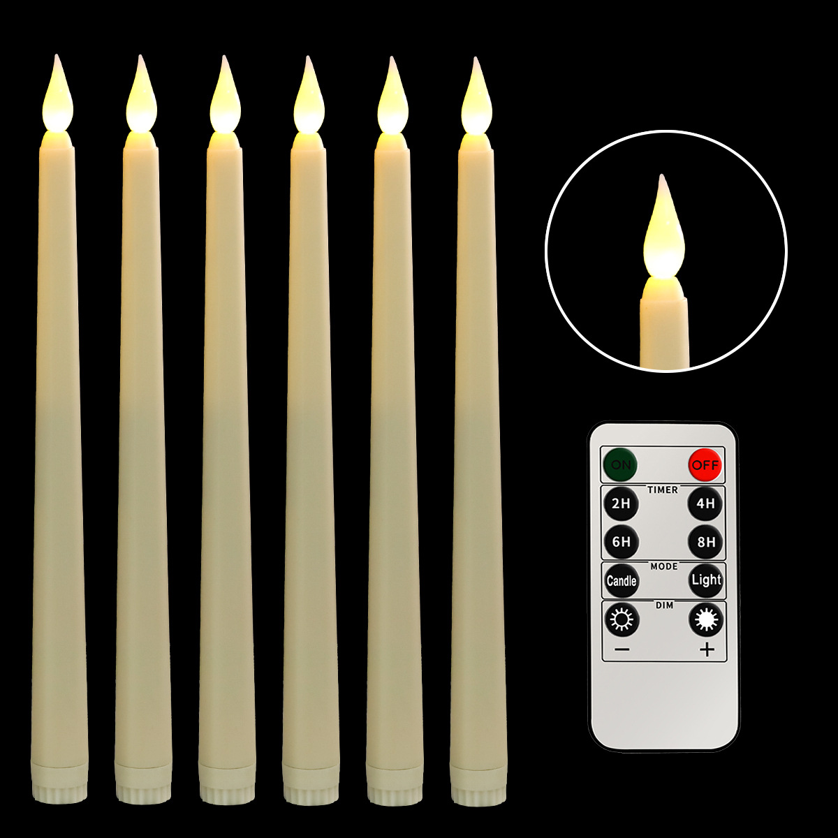 Flamme avec télécommande 6 pièces 1 télécommande