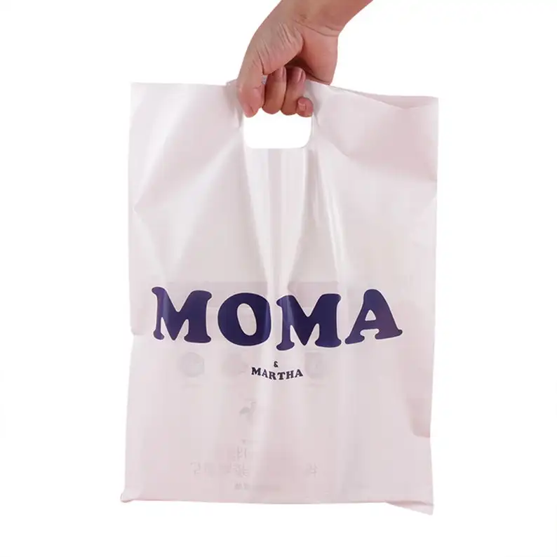 Bolsa de plástico para compras pequeñas, bolsa de plástico para impresión de logotipo de tienda personalizada, respetuosa con el medio ambiente