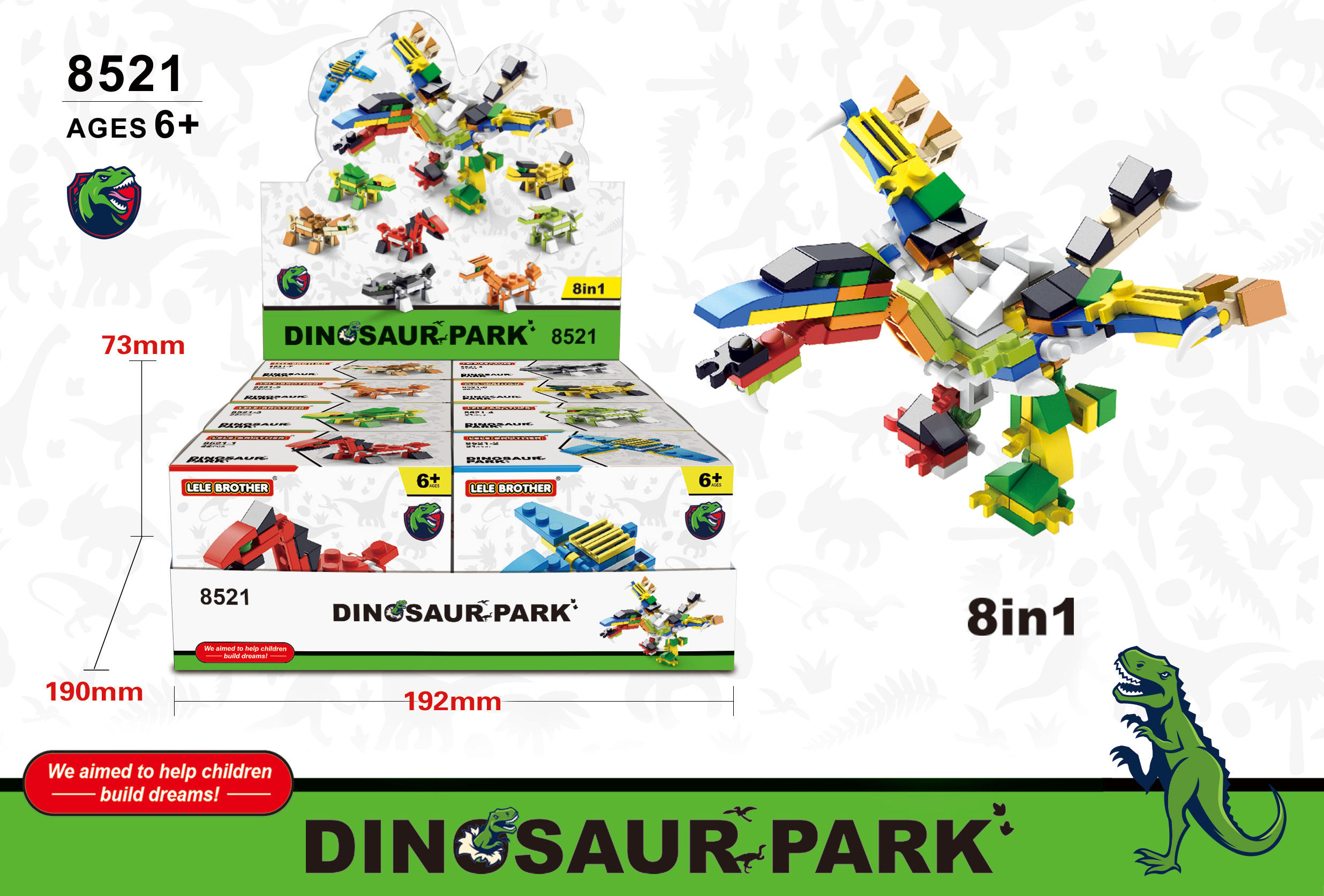 8521 8 in 1 mini dinosaur