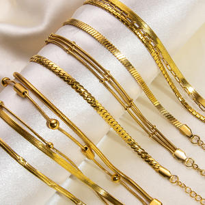 <b>Titanium</b> Steel Bracelet 18K Gold Plated <b>Chain</b> Wave Design Women's Jewelry Gift Yiwu Origin SL41090 - Product Image 4