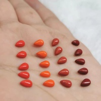 Batu Cabochon Bentuk Pir, Bentuk Tetesan Air, Bentuk Biji Melon, Warna Oranye Merah, Bagian Belakang Datar untuk Perlengkapan Perhiasan DIY