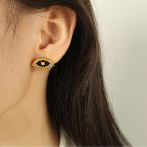 ต่างหูแฟชั่นดีไซน์ตาปีศาจสีทองโลหะผสมสังกะสีเครื่องประดับปาร์ตี้รูปทรงเรขาคณิต - Product Image 4