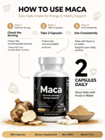 En stock Capsules de racine de Maca K-green pour femmes Vitamines extra-fortes 100 mg pour adultes 2 capsules par jour
