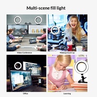 Lampe de photographie pour diffusion en direct, style TikTok, pour photos et selfies, effet raffermissant, 6 pouces, température de couleur réglable, contrôle par fil
