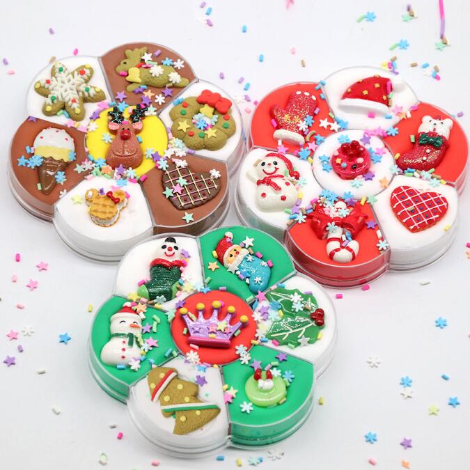 Оптовая продажа, слайм, Рождественская елка, аксессуары для Санта, хлопковая глина, цветная глина, глина, шпатлевка, Рождественская елка, подарки, Набор для изготовления для детей