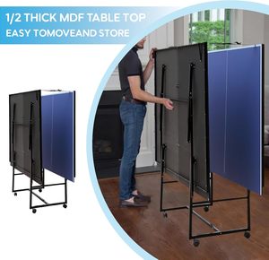 MDF profesyonel 9ft masa tenis masası, Net ile kapalı için katlanabilir pinpon masası, 2 masa tenisi kürekler ve 3 topları - Product Image 6