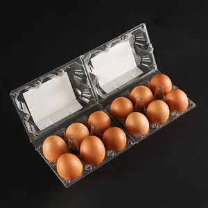 Recipiente para ovos de estimação, recipiente transparente para ovos, plástico transparente com 12 buracos, transparente ou personalizado, de superfície, para aceitar embalagem de caixa