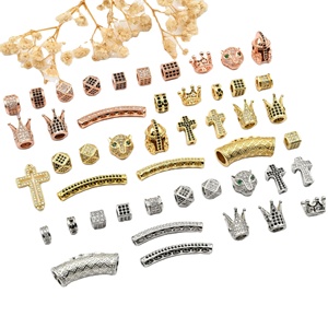 DIY Micro Zircon Cristal Métal Entretoise Perles Bijoux Accessoires Qualité Boule En Laiton Loup Crâne Croix Couronne Perles pour Bracelets - Product Image 1