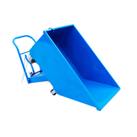 Bac à déchets auto-vidant portable bleu en acier inoxydable avec moteur et pompe, capacité 1000-2500 kg, collecteur de déchets à 4 roues