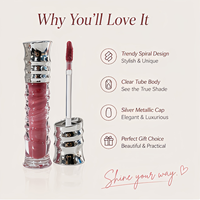 Gloss à lèvres naturel personnalisé longue tenue avec logo sur mesure pour un look naturel, fini velours mat, faible saturation, gris rose rose