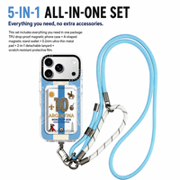 Ensemble cadeau promotionnel, étui de téléphone magnétique avec porte-cartes, cordon, 5 en 1, TPU antichoc, compatible MagSafe, vente en gros