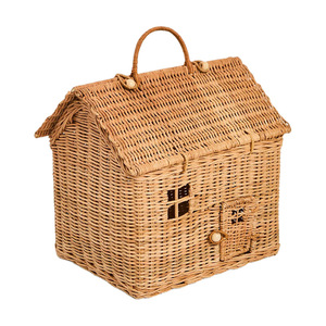 Handmade Rattan Woven Mini House Bag With Handles For Children <b>Storage</b> <b>Toy</b> <b>Basket</b> Rectangle Shape Bobai Origin - Product Image 5