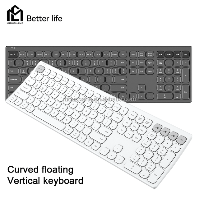 Ultra-thin Curved Wireless Ergonomic Keyboard Silent Ergonomic Wireless Keyboard with 5 Medias Conetion for Computer,mobile,pad
