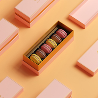 Boîte cadeau macaron de luxe personnalisée 6 pièces avec couvercle rigide et insert – Emballage alimentaire haut de gamme personnalisé pour cadeaux de boutique