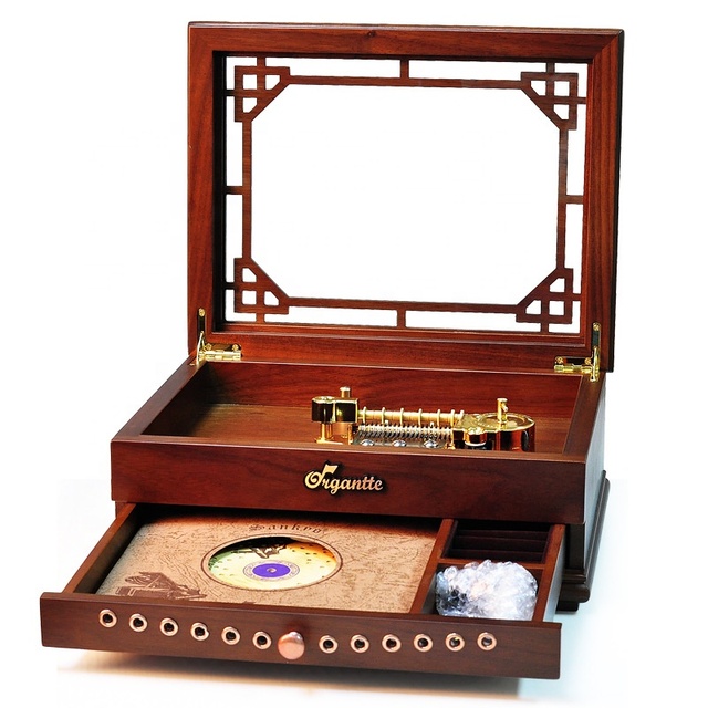 Ever Bright High-End 20-Tones Disc Walnut Wood Record Player Switch Sankyo Music Box Movement Jukebox for Gifts