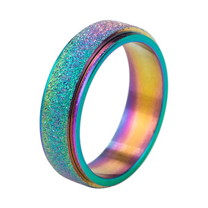 Unisex <b>Titanium</b> Steel Iridescent Rotating <b>Ring</b> XYR0071 Geometric Design Gift Jewelry - Product Image 5