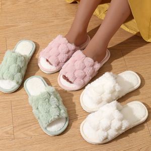 Pantofole Personalizzate Antiscivolo in Cotone e Pelliccia per Uomo e <span class=keywords><strong>Donna</strong></span>, per Interni ed Esterni, Scarpe con Piattaforma per la Stagione Invernale - Product Image 1