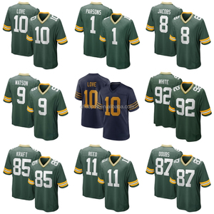 Vente en gros de maillots de football américain brodés Green Bay Packer, couleur marine # 1 Micah Parsons # 10 Amours # 8 Josh Jacobs Uniforme de football - Product Image 1