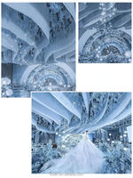 Décorations de scène de mariage avec rideaux de fond de scène bleus en tissu pour intérieur et extérieur