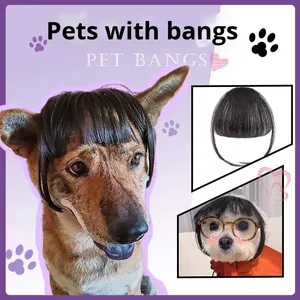 วิกผมสุนัขทนความร้อนสูงของเล่นสำหรับสัตว์เลี้ยงทำจากใยบ๊อบผมหน้าม้าสไตล์เดียวกันที่มีชื่อเสียงทางอินเทอร์เน็ต - Product Image 3