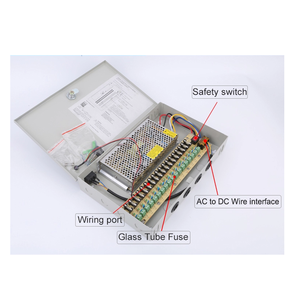 Alimentatore 12V <span class=keywords><strong>10A</strong></span> 9CH, 12V 20A 18CH, 12V 30A 18CH, Uscita Singola, Custodia in Alluminio per CCTV - Product Image 4