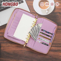 Hongbo Best Seller A6 Reliure À Anneaux Lilas Marron Gris Vert Crocodile En Cuir Fermeture Éclair Argent Budget Insertion Sacs Disponibles