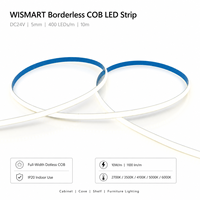 WISMART Bande LED COB sans bordure 24V 5mm 400 LED/m 10m IP20 Lumière sans points pleine largeur 2700K 3500K 4100K 5000K 6000K pour armoire