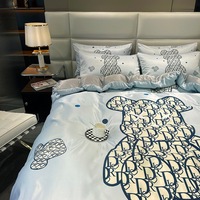 Soie lavée 3d imprimé couette ensemble de literie drap de lit 4 pièces housse de couette ensemble dessin animé literie OEM blanc King Size