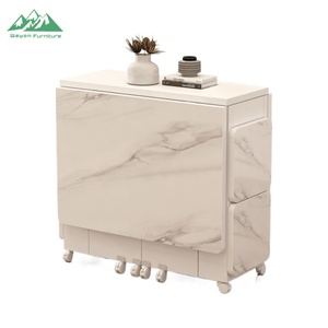Table à manger pliante moderne Wayon, blanche, mobile, avec armoire <span class=keywords><strong>de</strong></span> rangement à rabat, <span class=keywords><strong>meubles</strong></span> <span class=keywords><strong>de</strong></span> cuisine pour petits espaces - Product Image 2