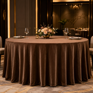 Champagne Velvet Gold <b>Table</b> Cloth for Weddings Parties Reusable <b>Round</b> Spandex <b>Cover</b> for Outdoor Home Use Wedding Decoration - Product Image 1