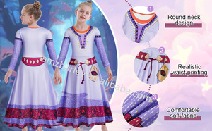 ชุดเดรสสีม่วงสำหรับเด็กผู้หญิงสำหรับปาร์ตี้คริสต์มาสงานคาร์นิวัลชุดเจ้าหญิงแอช่าภาพยนตร์และทีวีใหม่ล่าสุด - Product Image 6