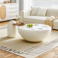 Ensemble de table basse en forme de patte de chat, table basse moderne simple avec table d'appoint, petit appartement, salon, style créatif, luxe léger, crème
