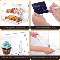 Vitrine à gâteaux et desserts en acrylique, anti-poussière, double couche, assemblée, avec plateaux transparents pour présentation alimentaire