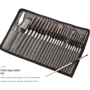 Ensemble de 24 pinceaux en nylon pour peinture à l'huile, gouache et <span class=keywords><strong>aquarelle</strong></span>, avec étui en toile, best-seller transfrontalier, vente directe usine Chine, manche en <span class=keywords><strong>bois</strong></span> - Product Image 4