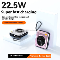 Banques d'alimentation OEM créatives pour les voyages Chargeur portable 20000mah PD 22.5W avec sortie USB-C Affichage numérique LED 2 câbles
