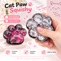 Jouet anti-stress personnalisé en forme de patte de chat, jouet sensoriel souple à presser avec paillettes, cadeau promotionnel OEM ODM