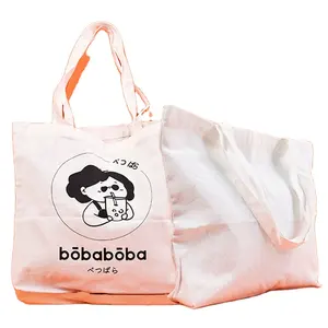 OEM ODM Custom Logo Printed Recycle Plain Canvas Tote Bag Large Reusable Canvas Cotton Shopping Bag