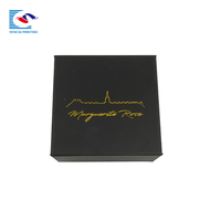 Caja de cartón magnética de lujo, logotipo personalizado, negro, mate, dorado