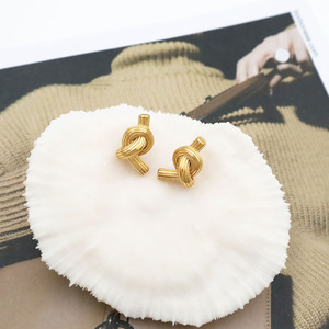 Knot Earrings Gold <b>Titanium</b> Steel Geometric <b>Studs</b> Fashion Jewelry For Women - Product Image 1