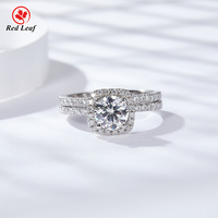 Bague de fiançailles Redleaf en argent 925 avec moissanite double couche VVS, taille brillant ronde, 6,5 mm, 1 carat