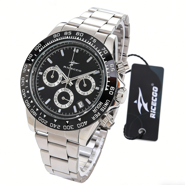 Fashion Quartz Watch Manufacturer Three Eyes Chronograph Arabic Numerals Quartz Watch with Date