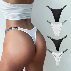 Tanga Custom Europe Designer a vita alta mutandine da donna <span class=keywords><strong>perizoma</strong></span> in <span class=keywords><strong>cotone</strong></span> da donna intimo <span class=keywords><strong>nero</strong></span> da donna T Back Sexy <span class=keywords><strong>perizoma</strong></span> in Spandex - Product Image 1