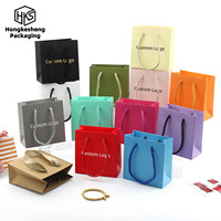 Sac en papier écologique personnalisé HKSHF, coloré, avec poignées en corde, emballage de luxe pour bijoux, sac à main pour boutique