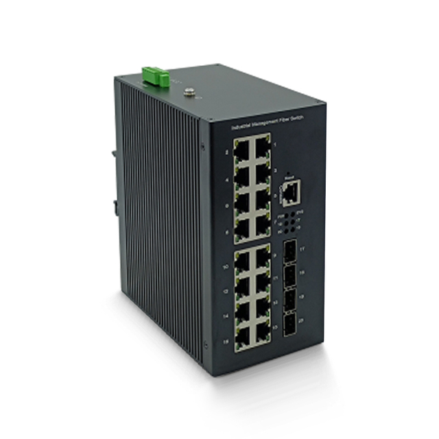 Industrial 16-Ports Full Gigabit L2 L3 Managed QoS SNMP Network Switch Din-rail Mount 4 X 10Gb SFP+ Ethernet Switch