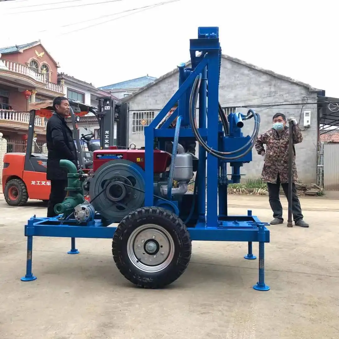 Equipo de perforación rotativa de pozo de agua, máquina de perforación de pozo de agua portátil diésel de 150m de profundidad, con arranque eléctrico