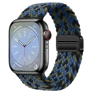 New Nylon Braided Adjustable Watch Band Magnetic Wrist Strap For Apple Watch