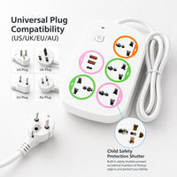 EU US UK Standard Universal-Steckdosenleiste Mehrfachsteckdose Multifunktions-Verlängerungssteckdose 4 Steckplätze Mit Kabel für Zuhause und Reisen