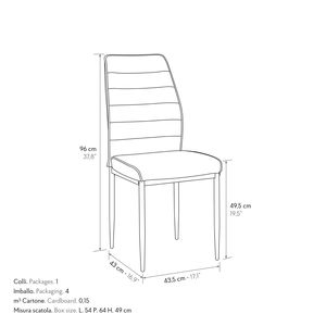 Juego de 4 sillas Giordana con tapicería de tela gris y base de metal para comedor interior - Product Image 3