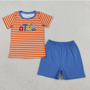 Conjunto de Ropa para Bebés Hermanos, Camiseta con Rayas y Bordado, Pantalones Cortos - Product Image 4